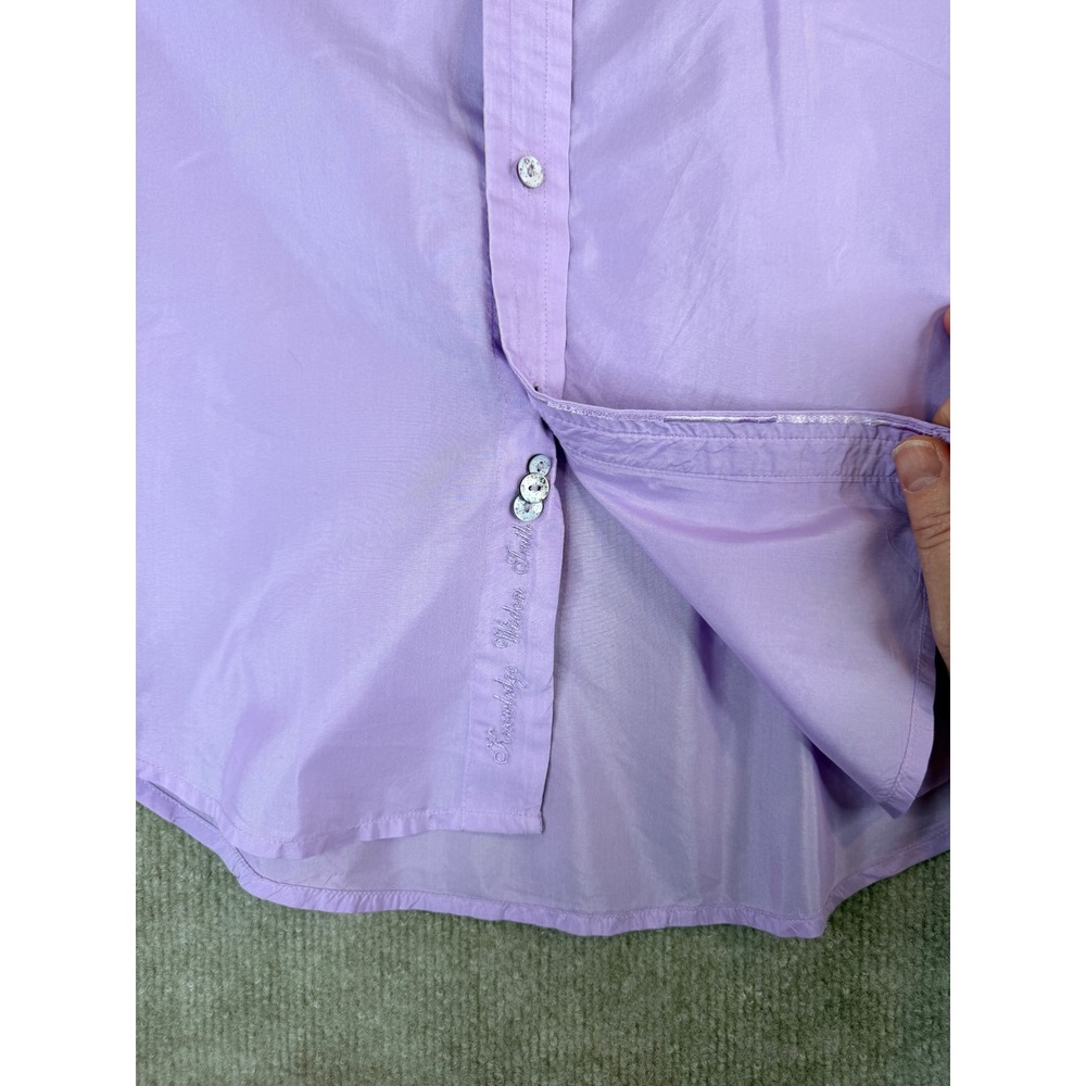 Robert Graham Tailored Fit Mens L Button‎ Down Shirt Lavender Cotton Silk - Picture 7 of 15